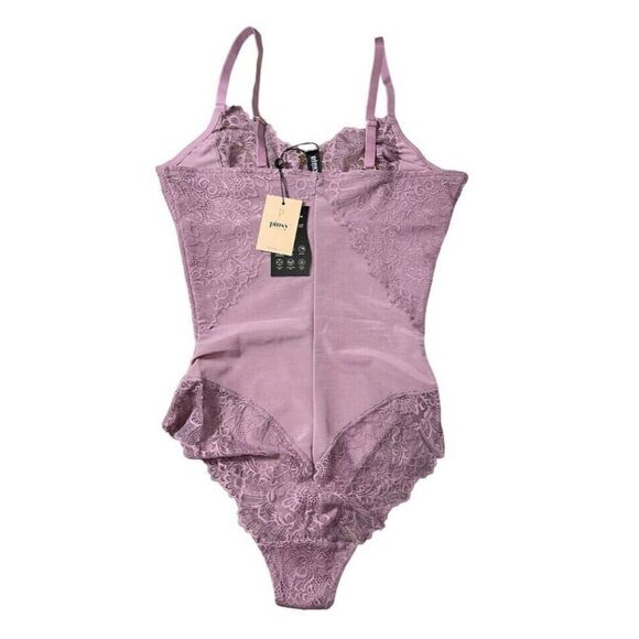 Pinsy Women's Sz Small Lilac Smoothing Lace Shapesuit Shapewear Bodysuit - Picture 2 of 4